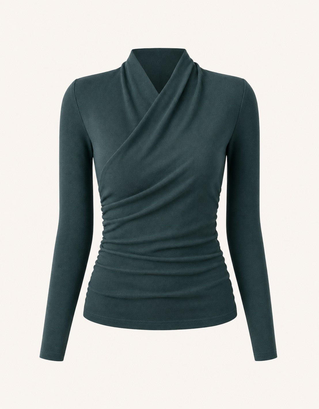 Wickel-Longsleeve mit Drapee-Ausschnitt