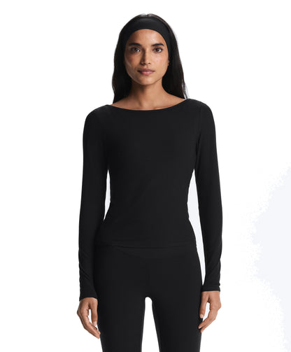 Ripp-Longsleeve mit Bootsausschnitt