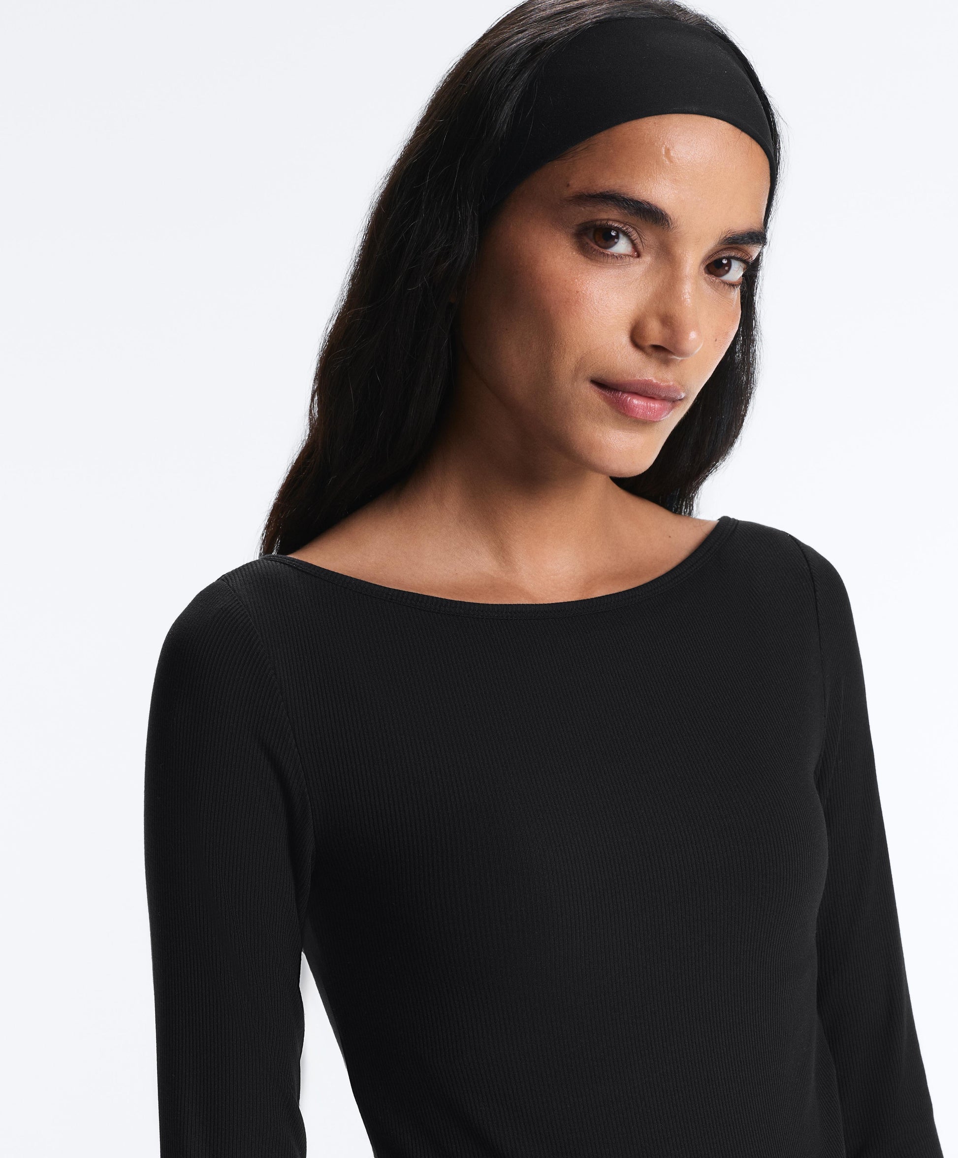 Ripp-Longsleeve mit Bootsausschnitt