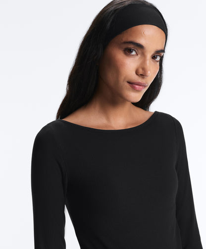 Ripp-Longsleeve mit Bootsausschnitt