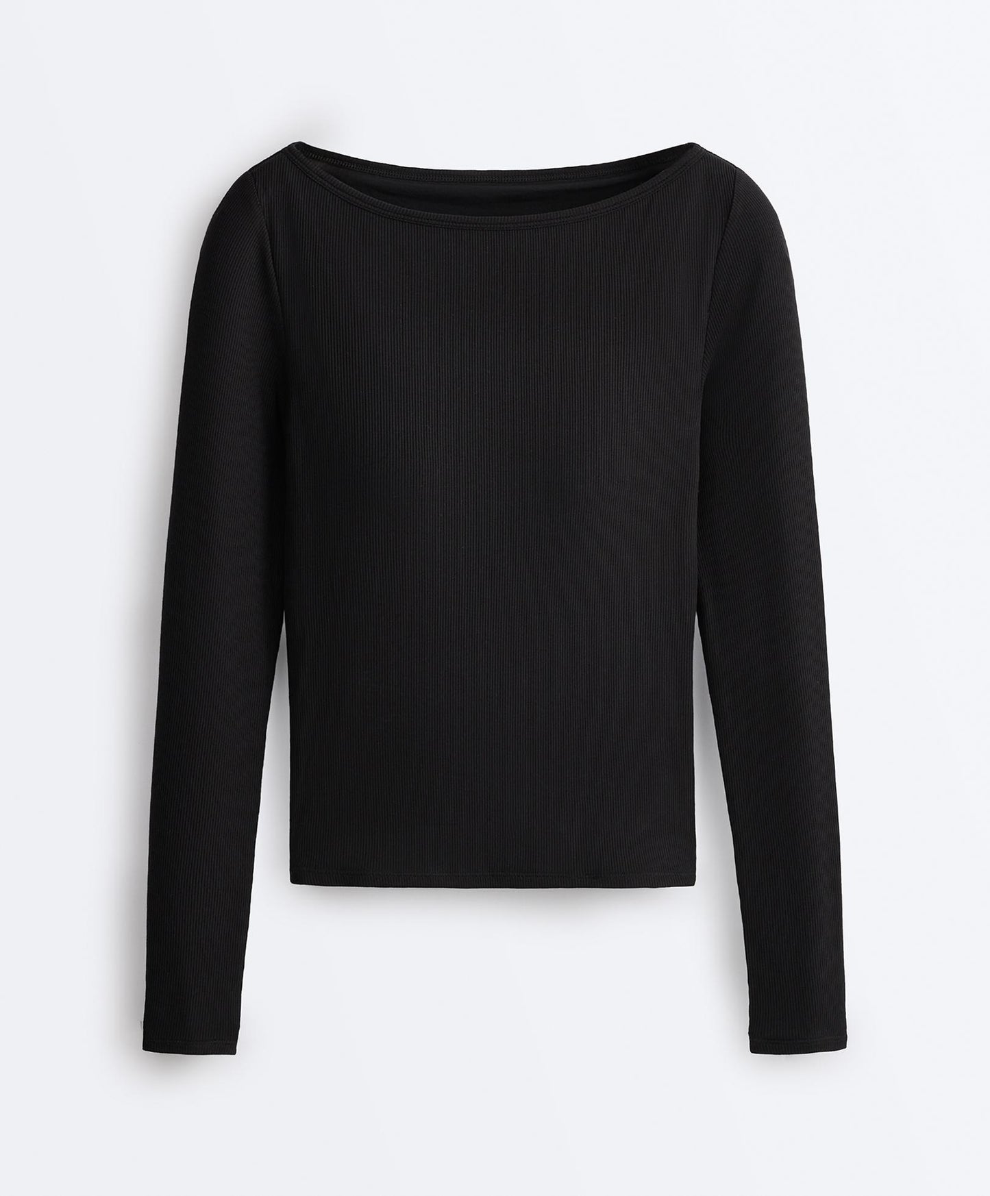 Ripp-Longsleeve mit Bootsausschnitt