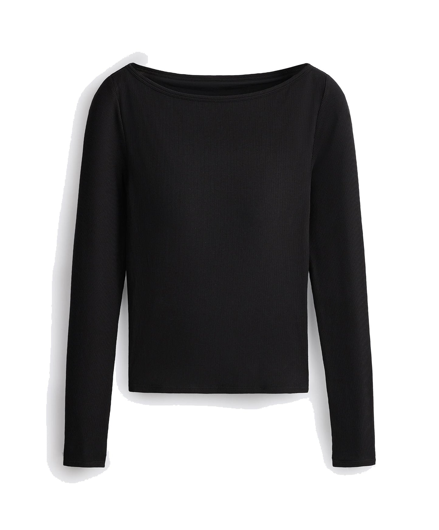 Ripp-Longsleeve mit Bootsausschnitt