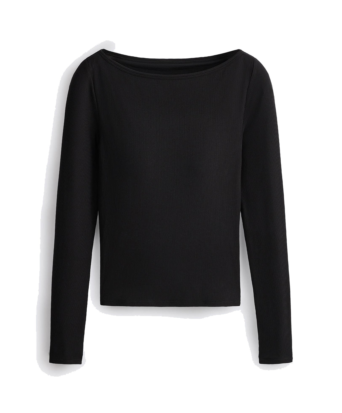 Ripp-Longsleeve mit Bootsausschnitt
