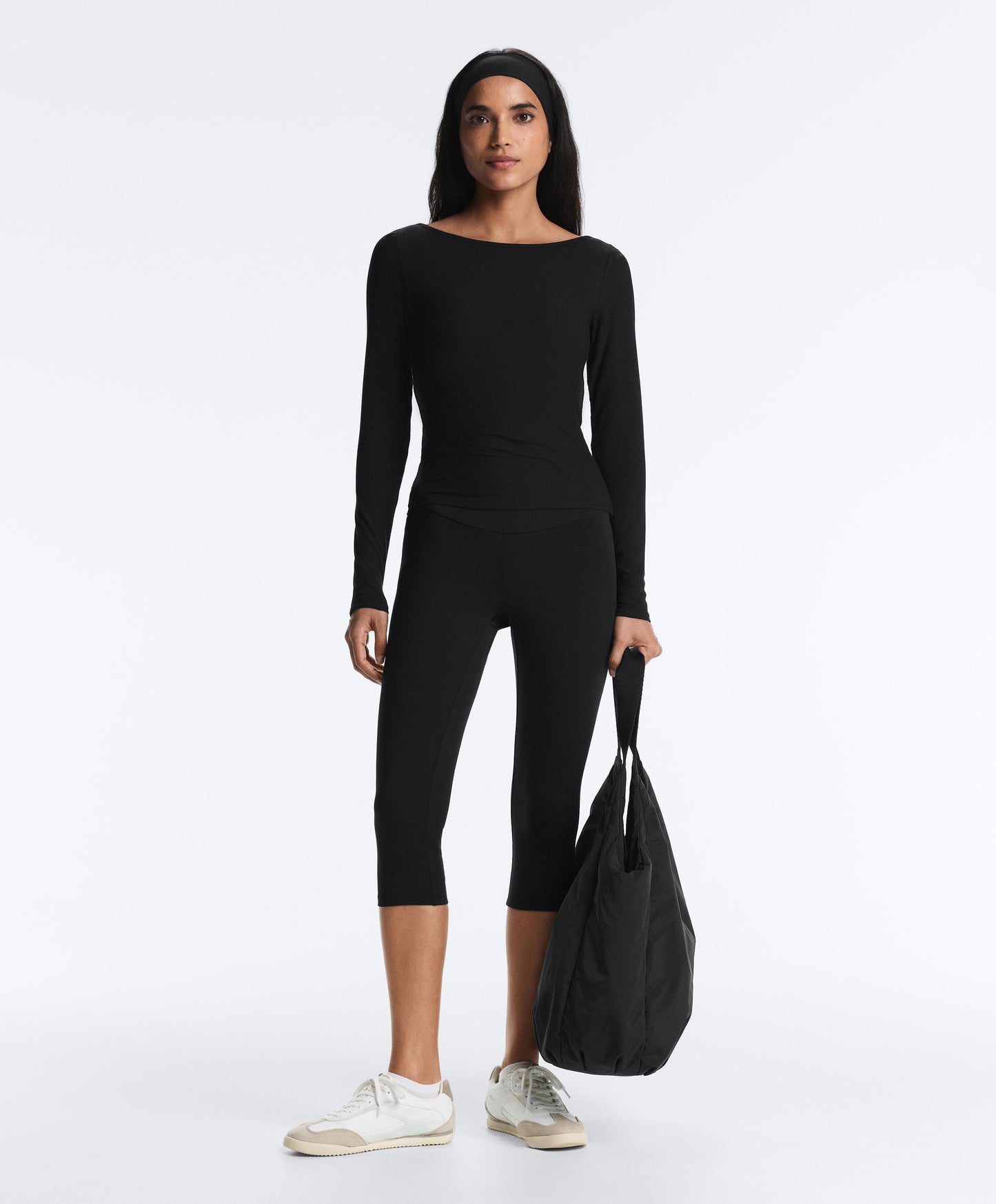 Ripp-Longsleeve mit Bootsausschnitt