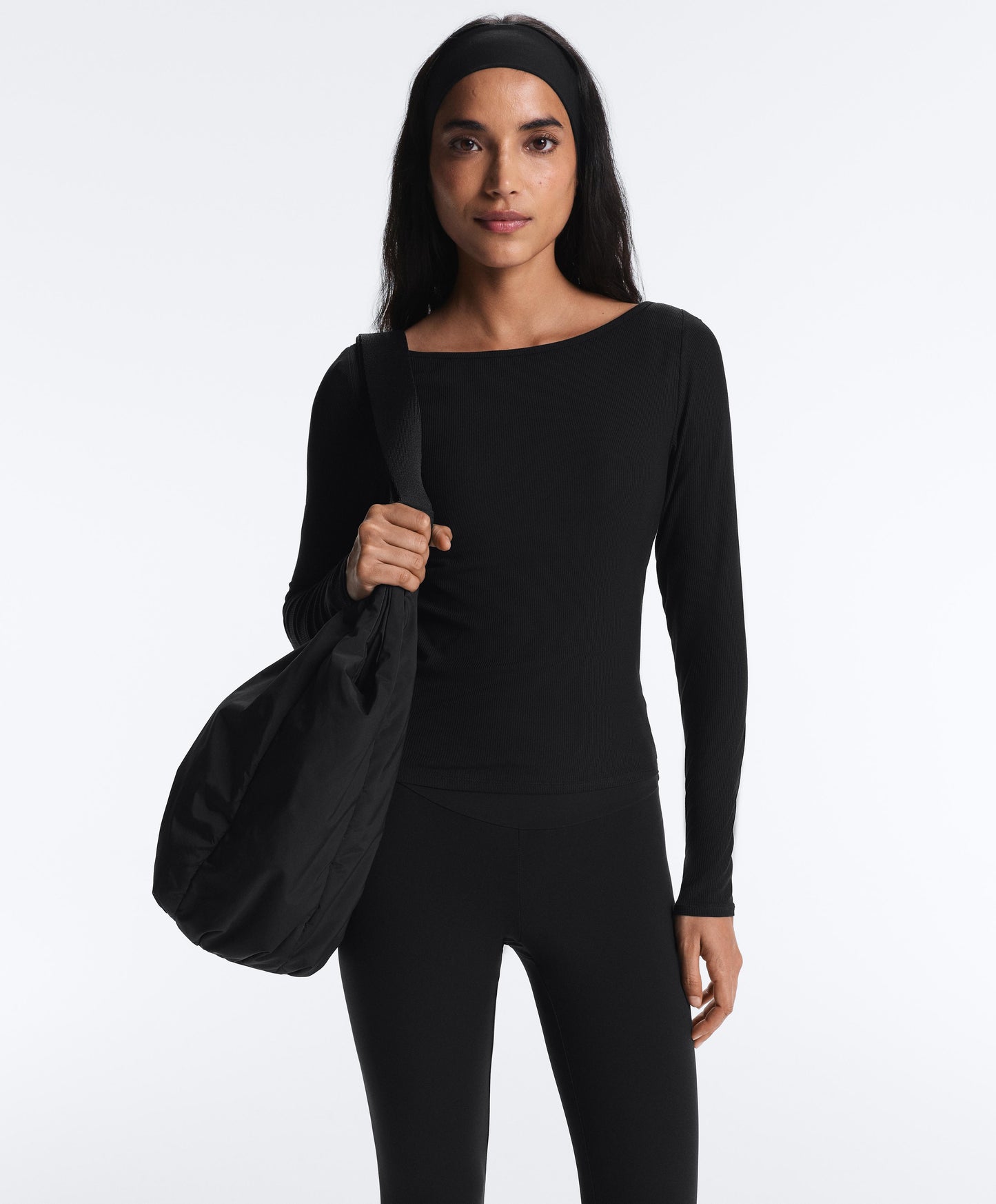 Ripp-Longsleeve mit Bootsausschnitt