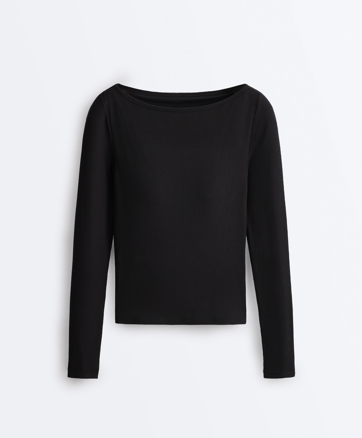 Ripp-Longsleeve mit Bootsausschnitt