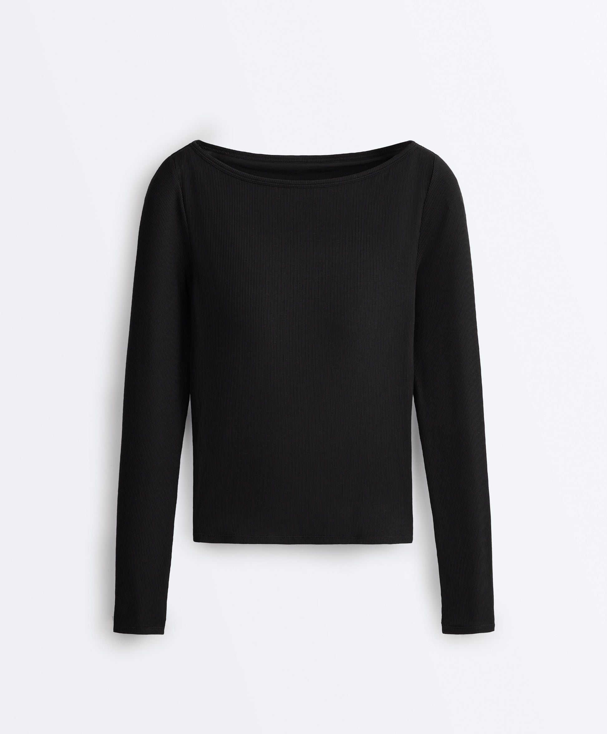 Ripp-Longsleeve mit Bootsausschnitt