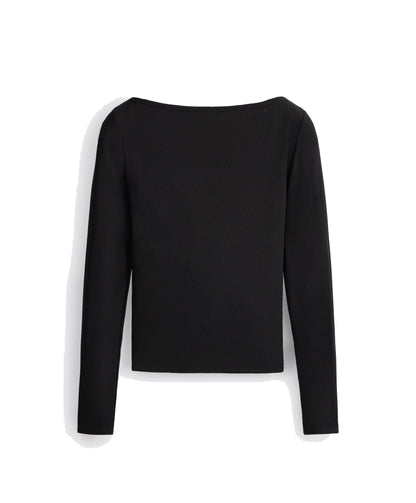 Ripp-Longsleeve mit Bootsausschnitt