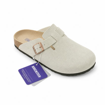 Birkenstock Boston Classic Wildleder-Clogs – Taupe