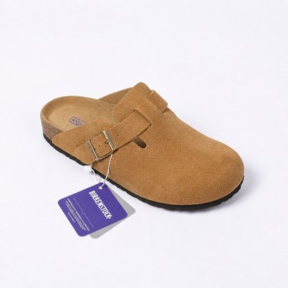Birkenstock Boston Classic Wildleder-Clogs – Taupe