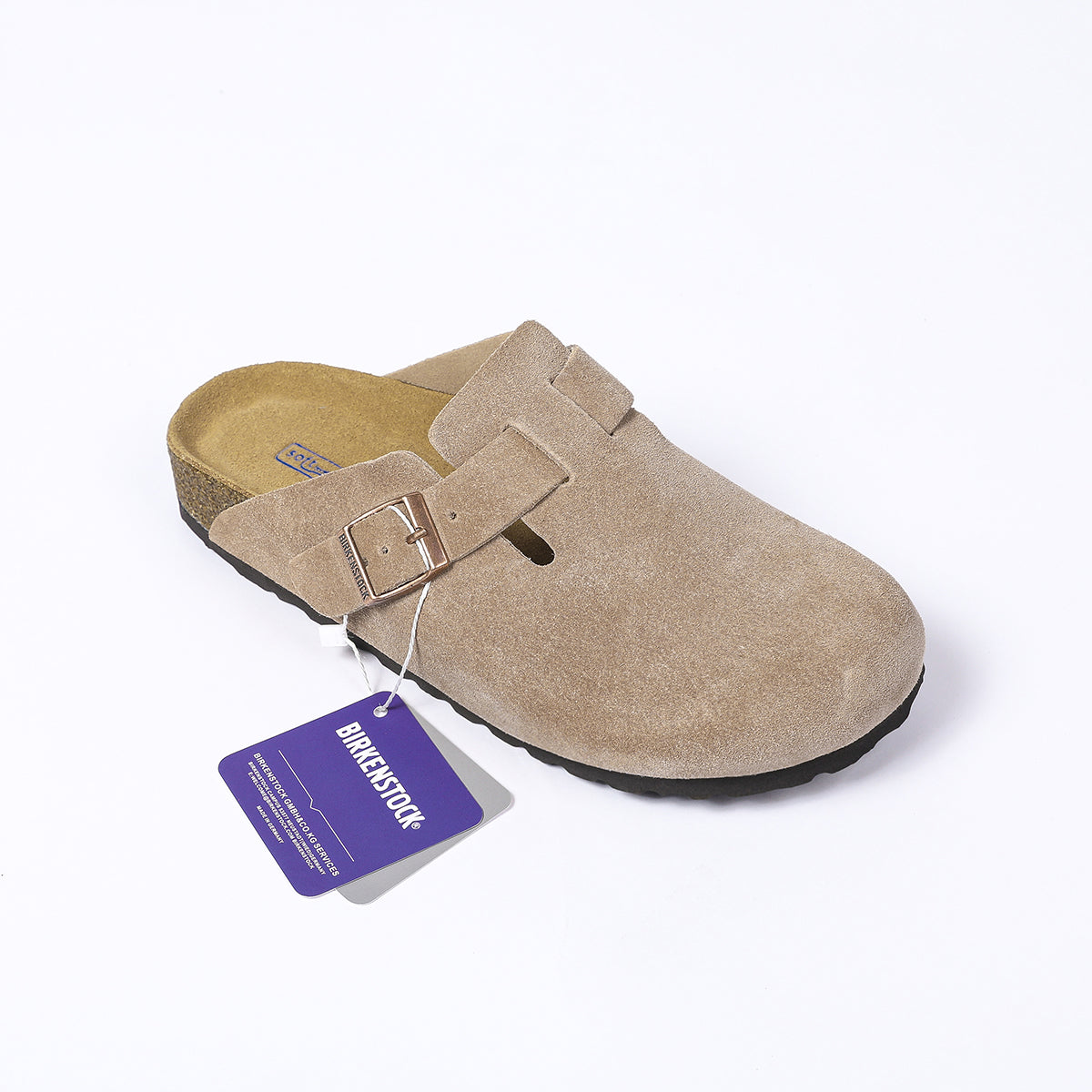 Birkenstock Boston Classic Wildleder-Clogs – Taupe
