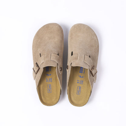 Birkenstock Boston Classic Wildleder-Clogs – Taupe