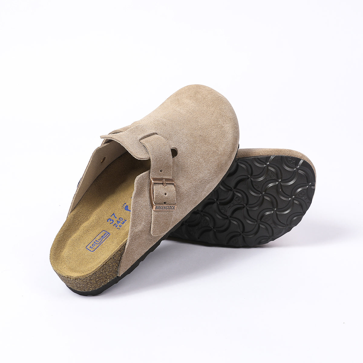 Birkenstock Boston Classic Wildleder-Clogs – Taupe