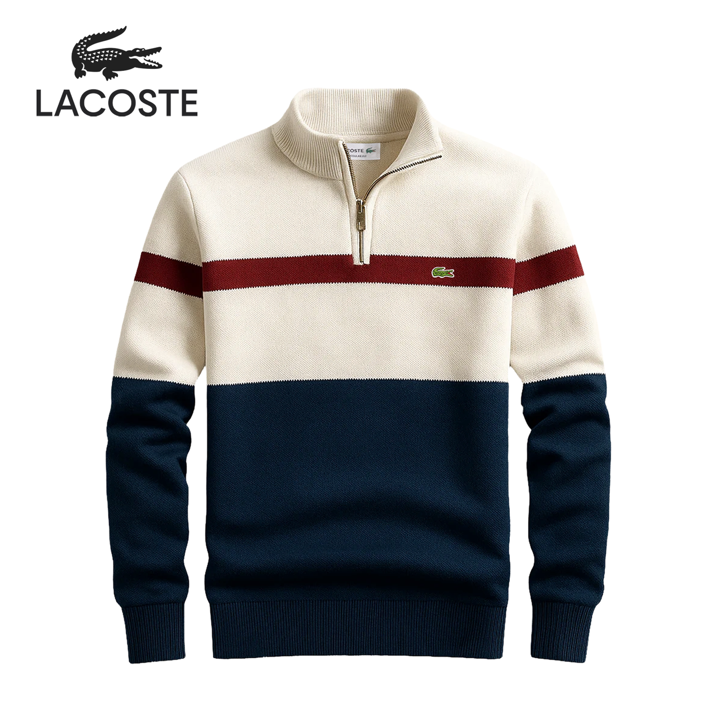 LC Heritage Pullover mit Viertelreißverschluss, gestreift
