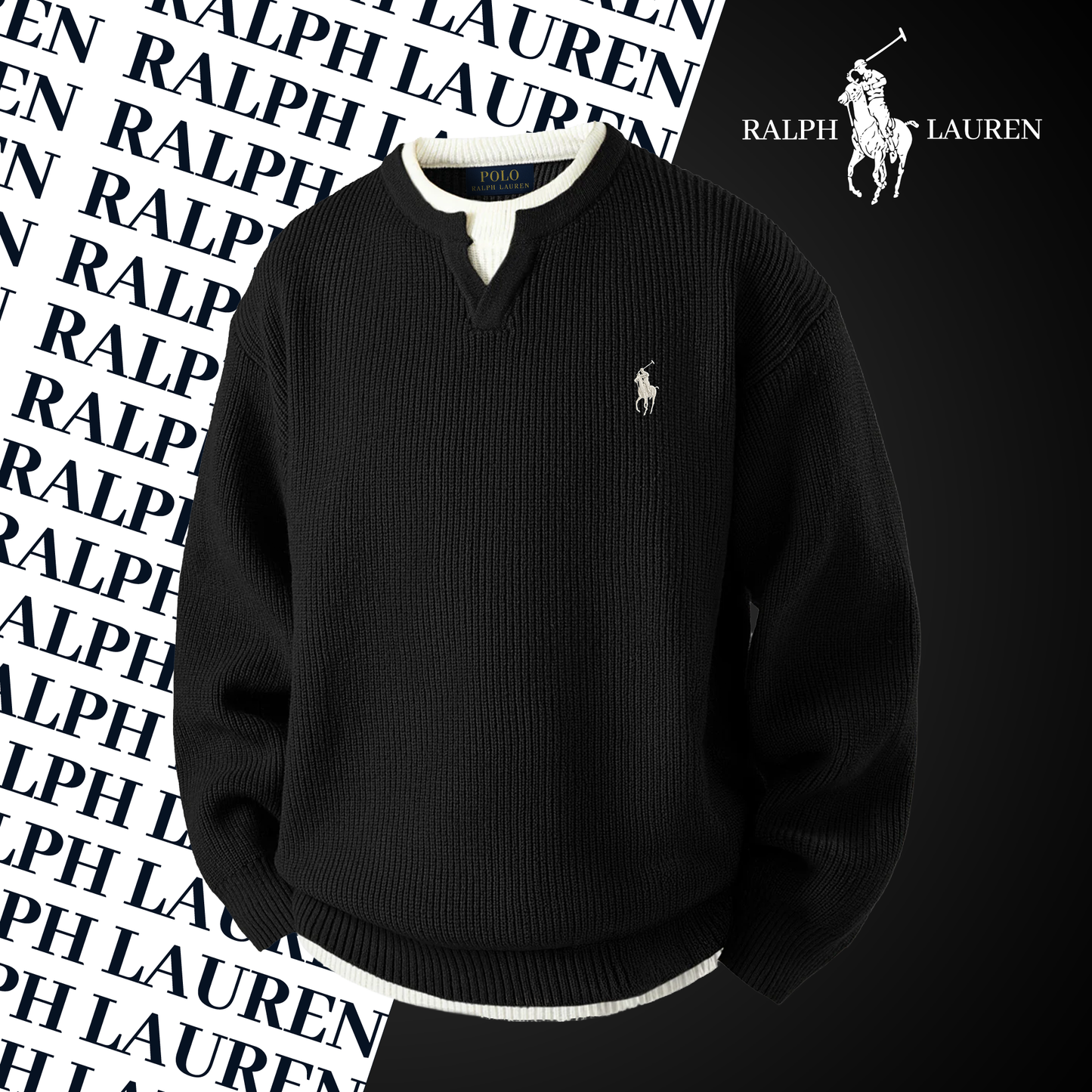 Heritage-Pullover mit Schlitzkragen RL – Signature-Strick