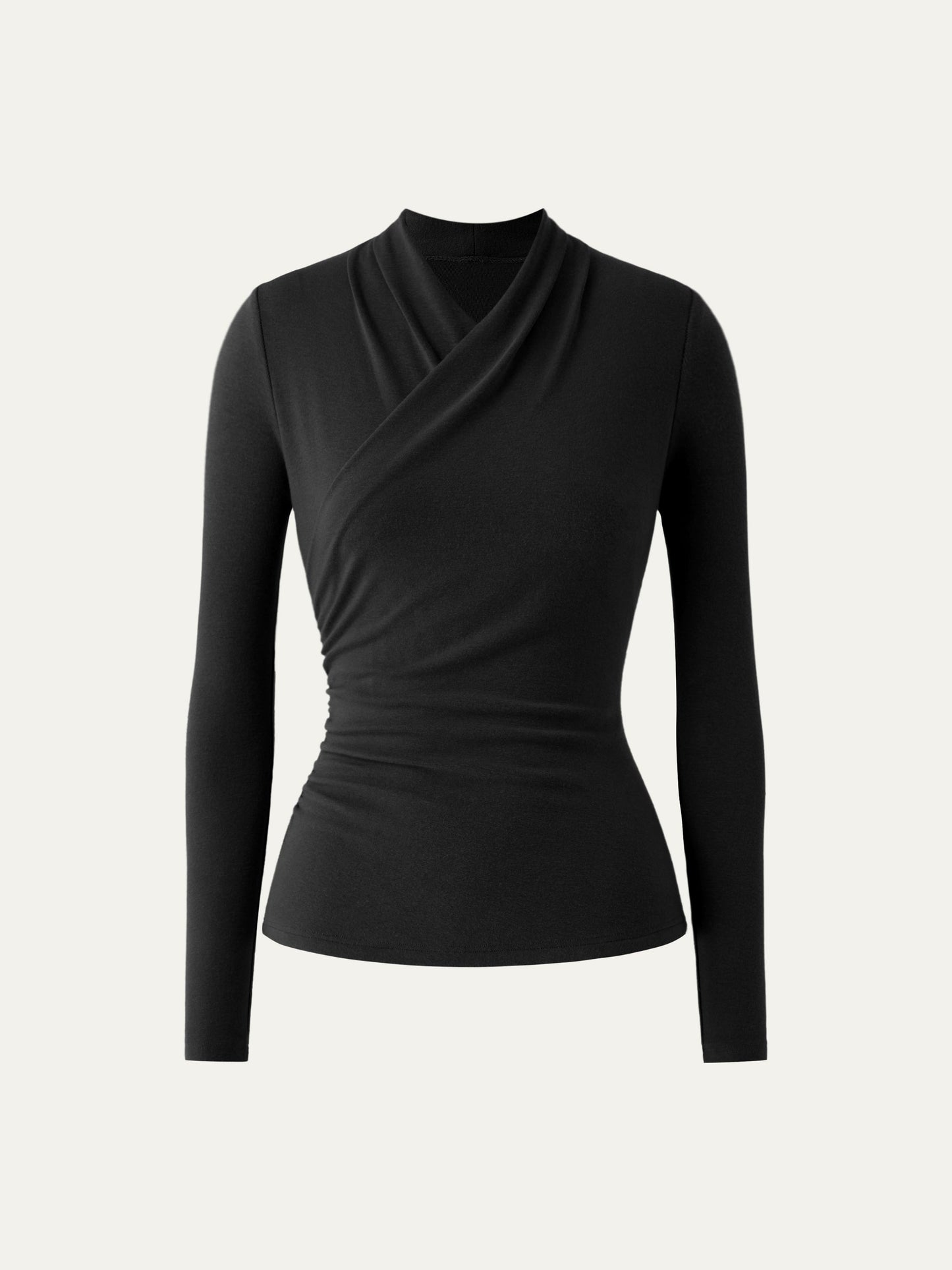 Wickel-Longsleeve mit Drapee-Ausschnitt