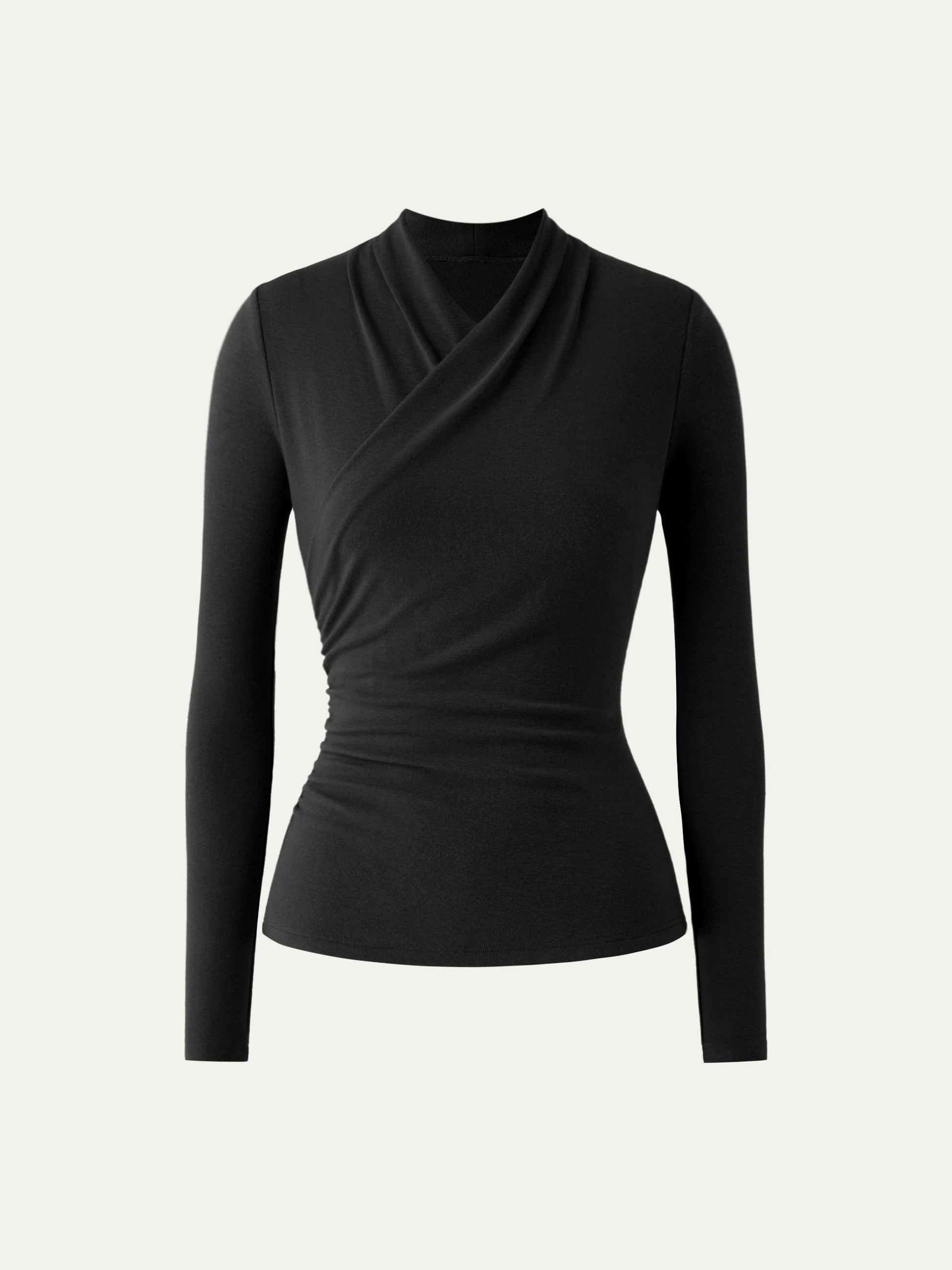 Wickel-Longsleeve mit Drapee-Ausschnitt