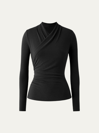 Wickel-Longsleeve mit Drapee-Ausschnitt