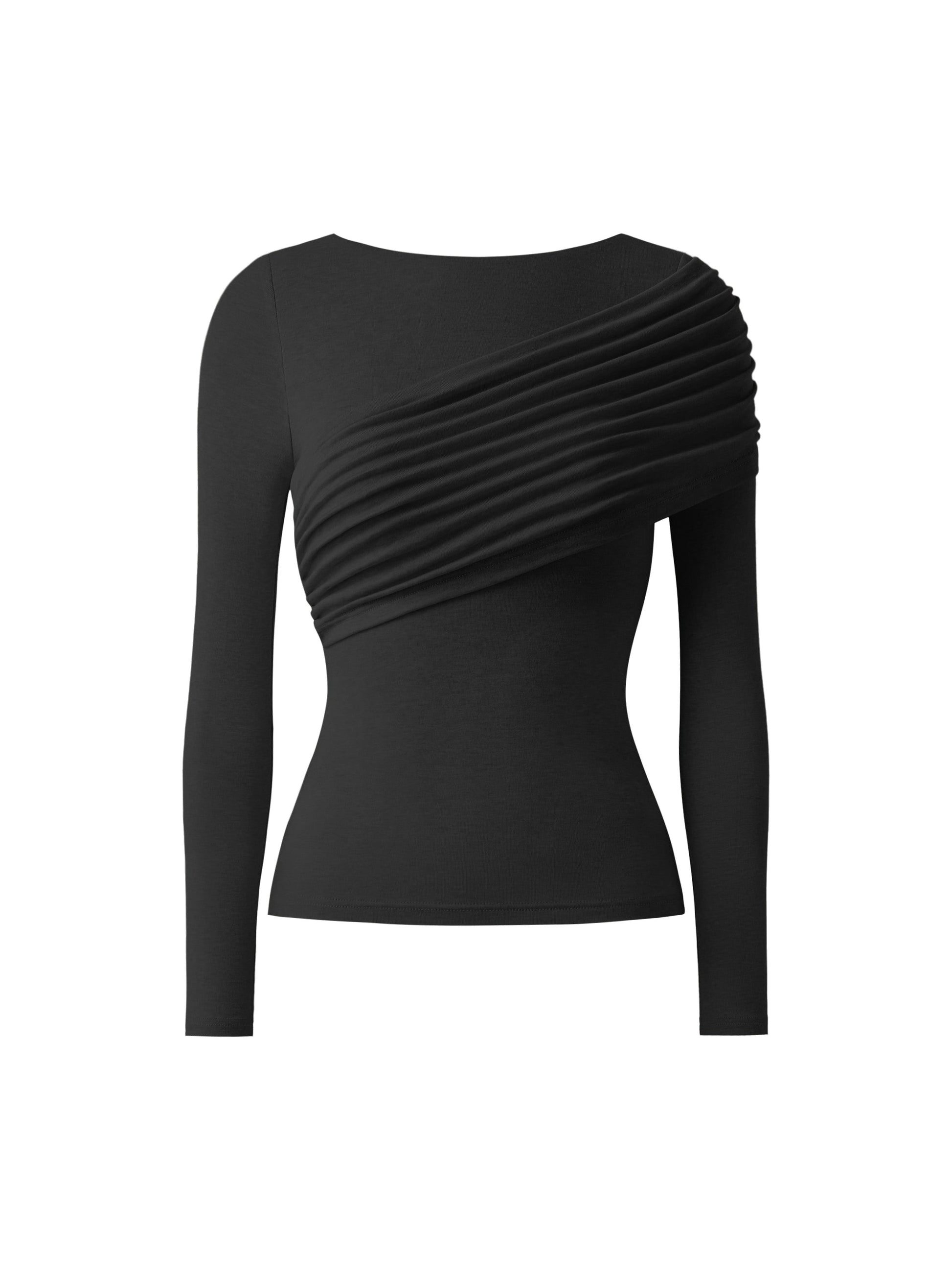 Drapiertes Longsleeve aus Tencel-Wollmix