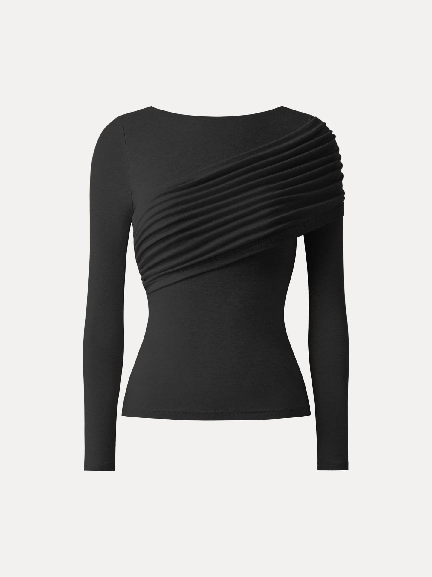 Drapiertes Longsleeve aus Tencel-Wollmix