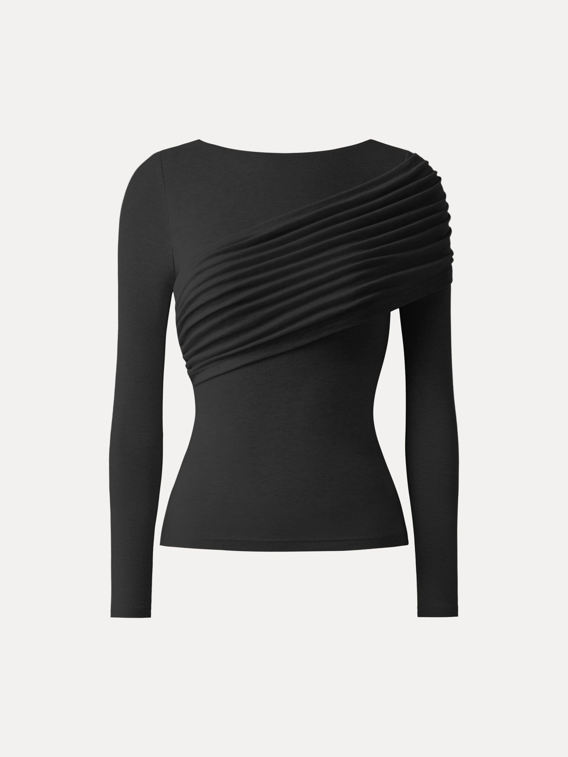 Drapiertes Longsleeve aus Tencel-Wollmix
