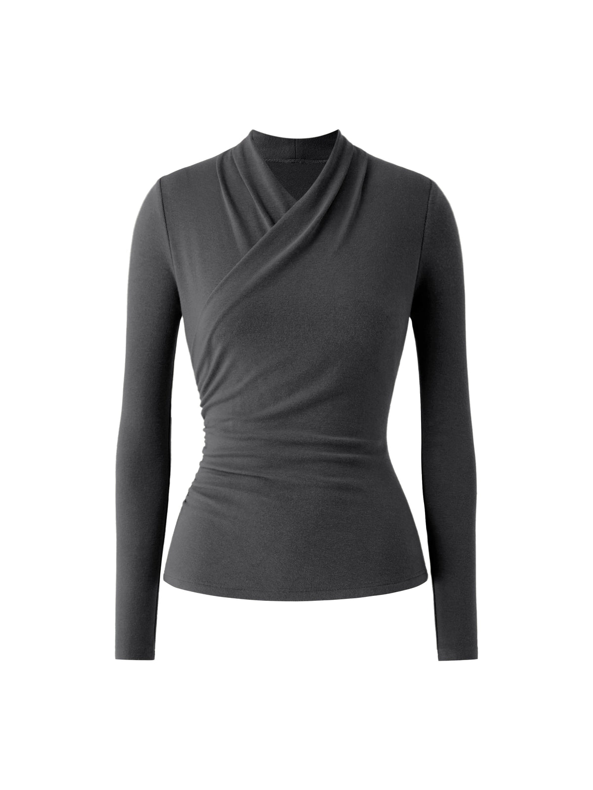Wickel-Longsleeve mit Drapee-Ausschnitt