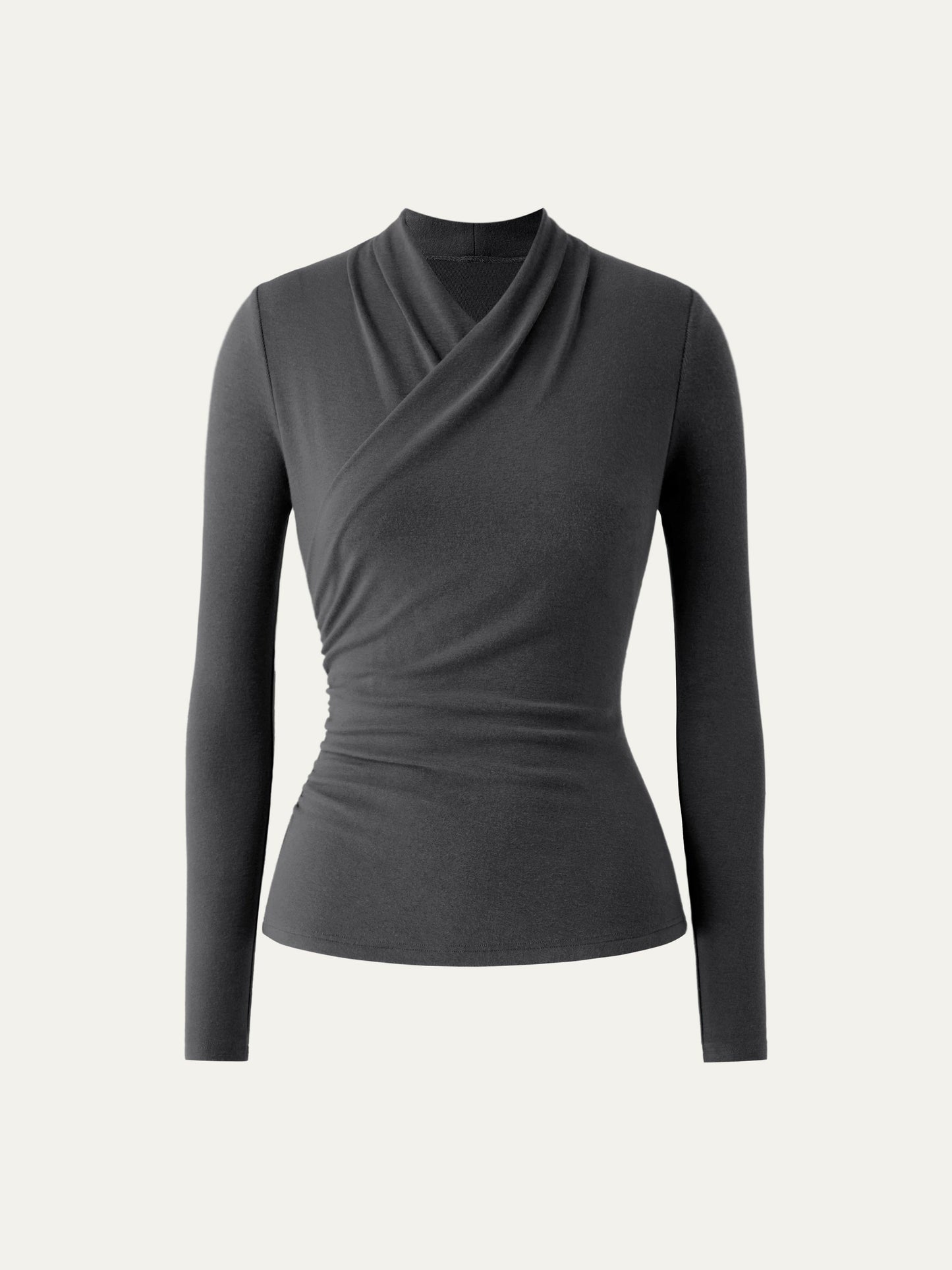 Wickel-Longsleeve mit Drapee-Ausschnitt