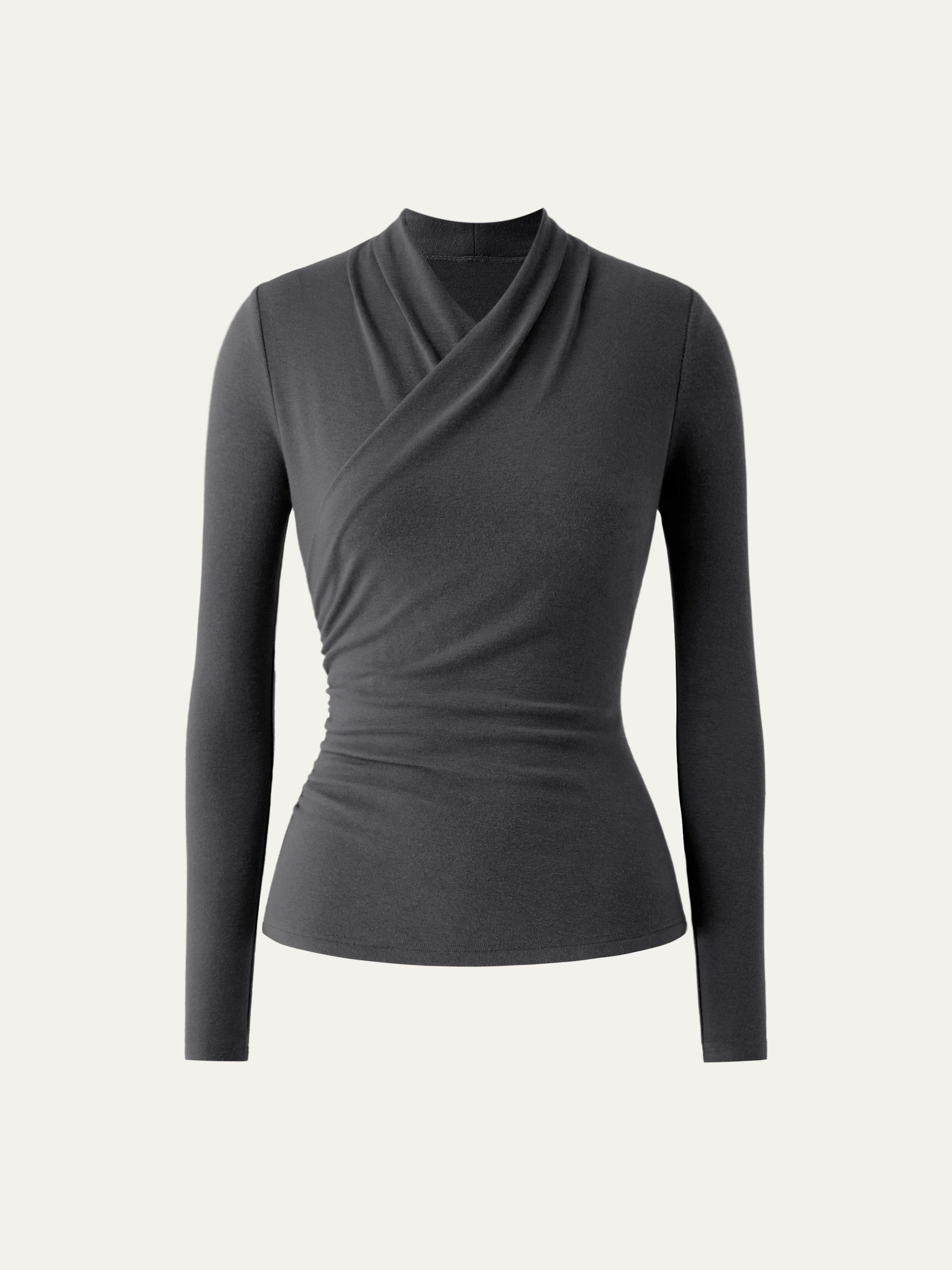 Wickel-Longsleeve mit Drapee-Ausschnitt