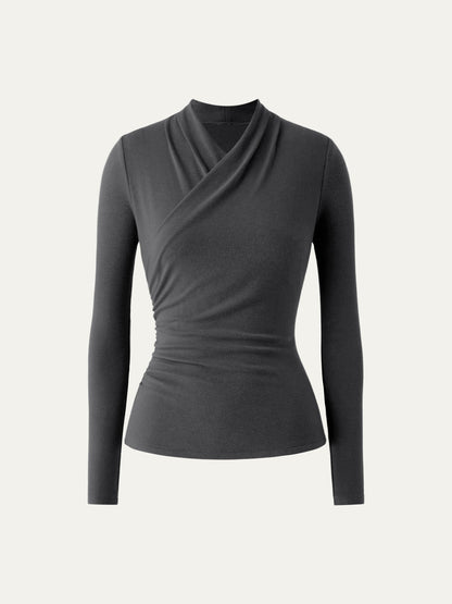 Wickel-Longsleeve mit Drapee-Ausschnitt