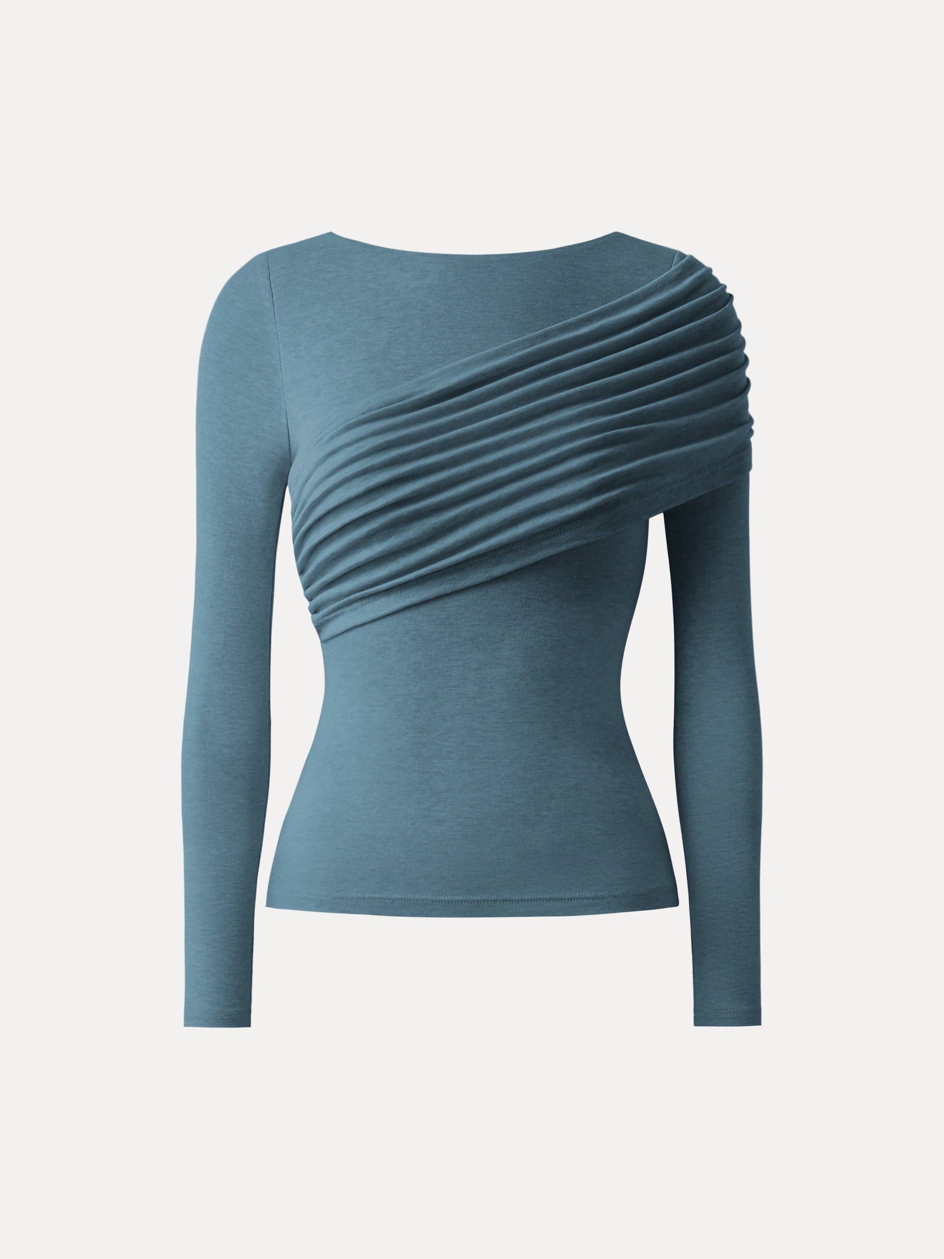 Drapiertes Longsleeve aus Tencel-Wollmix