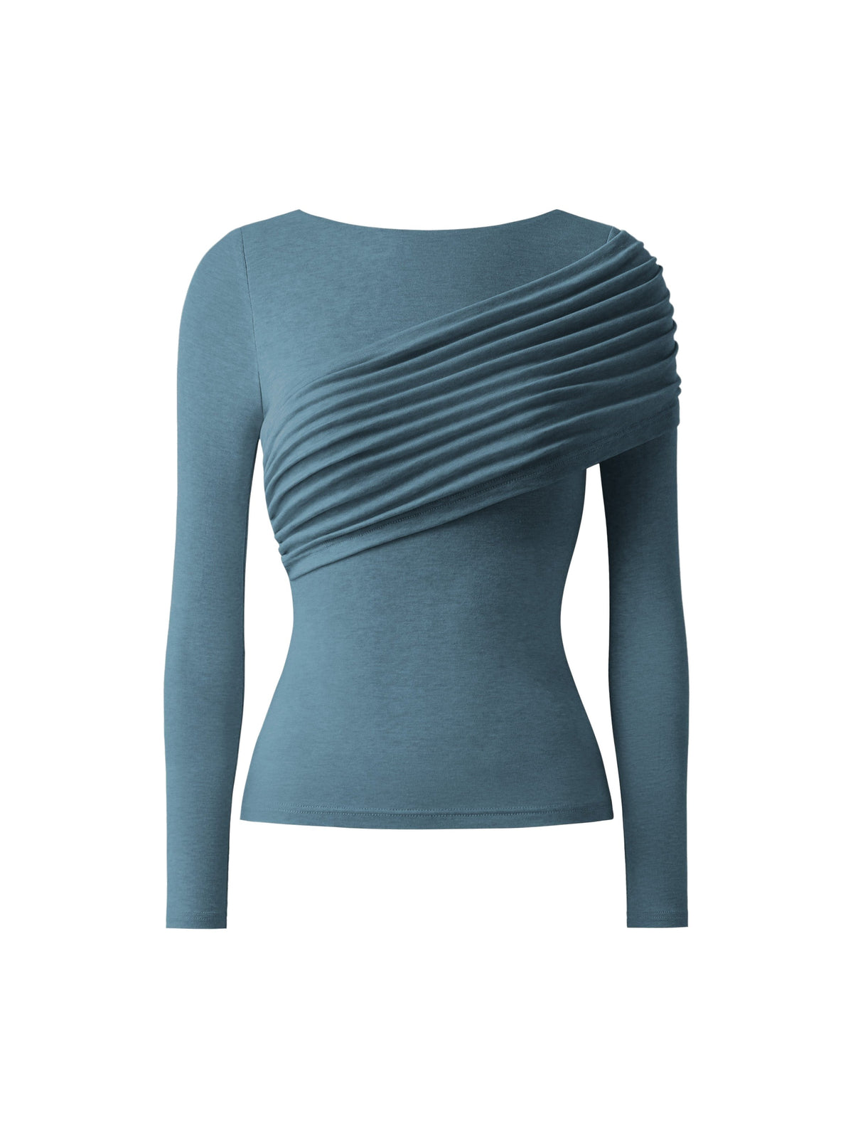Drapiertes Longsleeve aus Tencel-Wollmix
