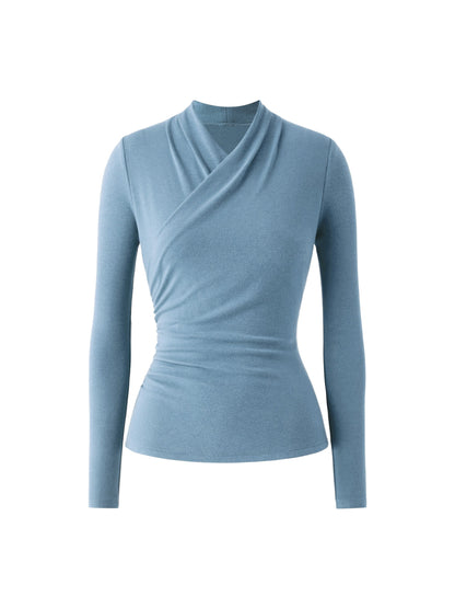 Wickel-Longsleeve mit Drapee-Ausschnitt