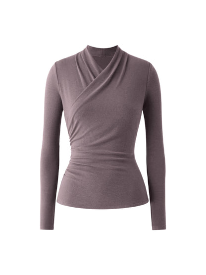 Wickel-Longsleeve mit Drapee-Ausschnitt