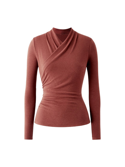 Wickel-Longsleeve mit Drapee-Ausschnitt
