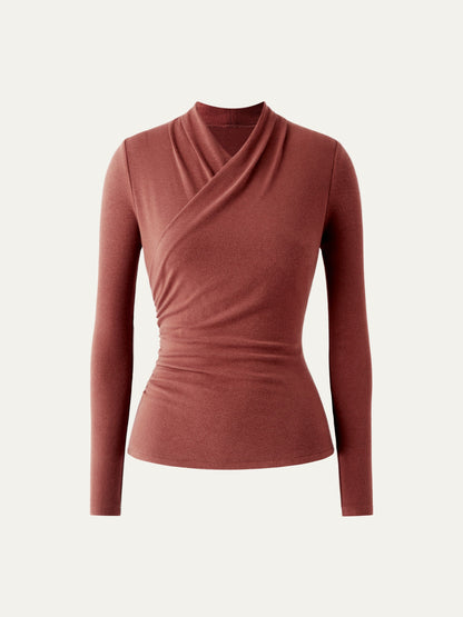 Wickel-Longsleeve mit Drapee-Ausschnitt