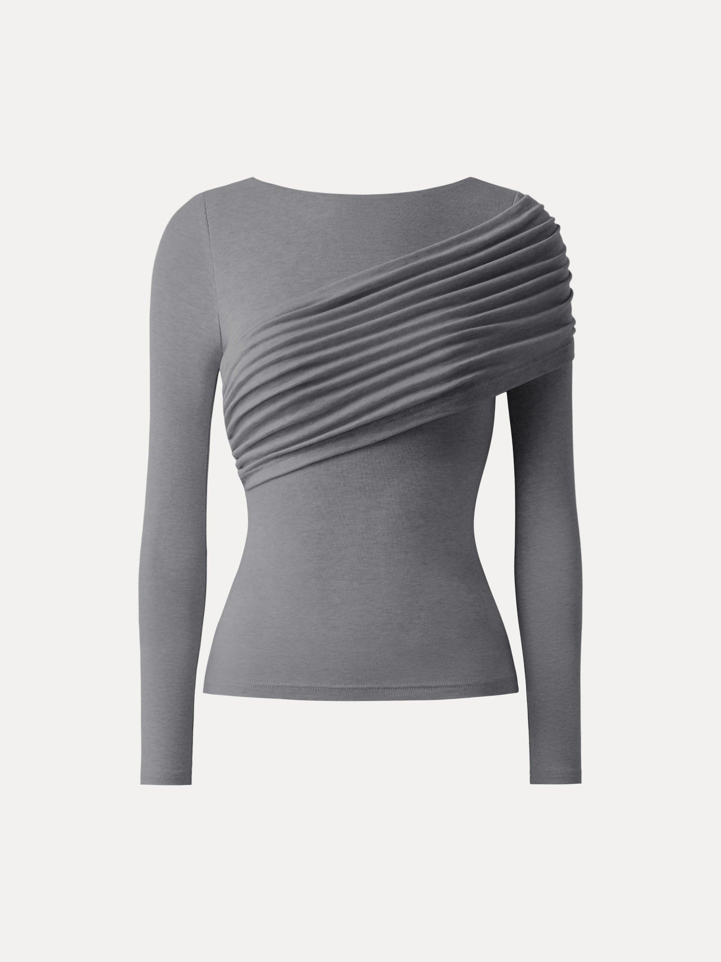 Drapiertes Longsleeve aus Tencel-Wollmix