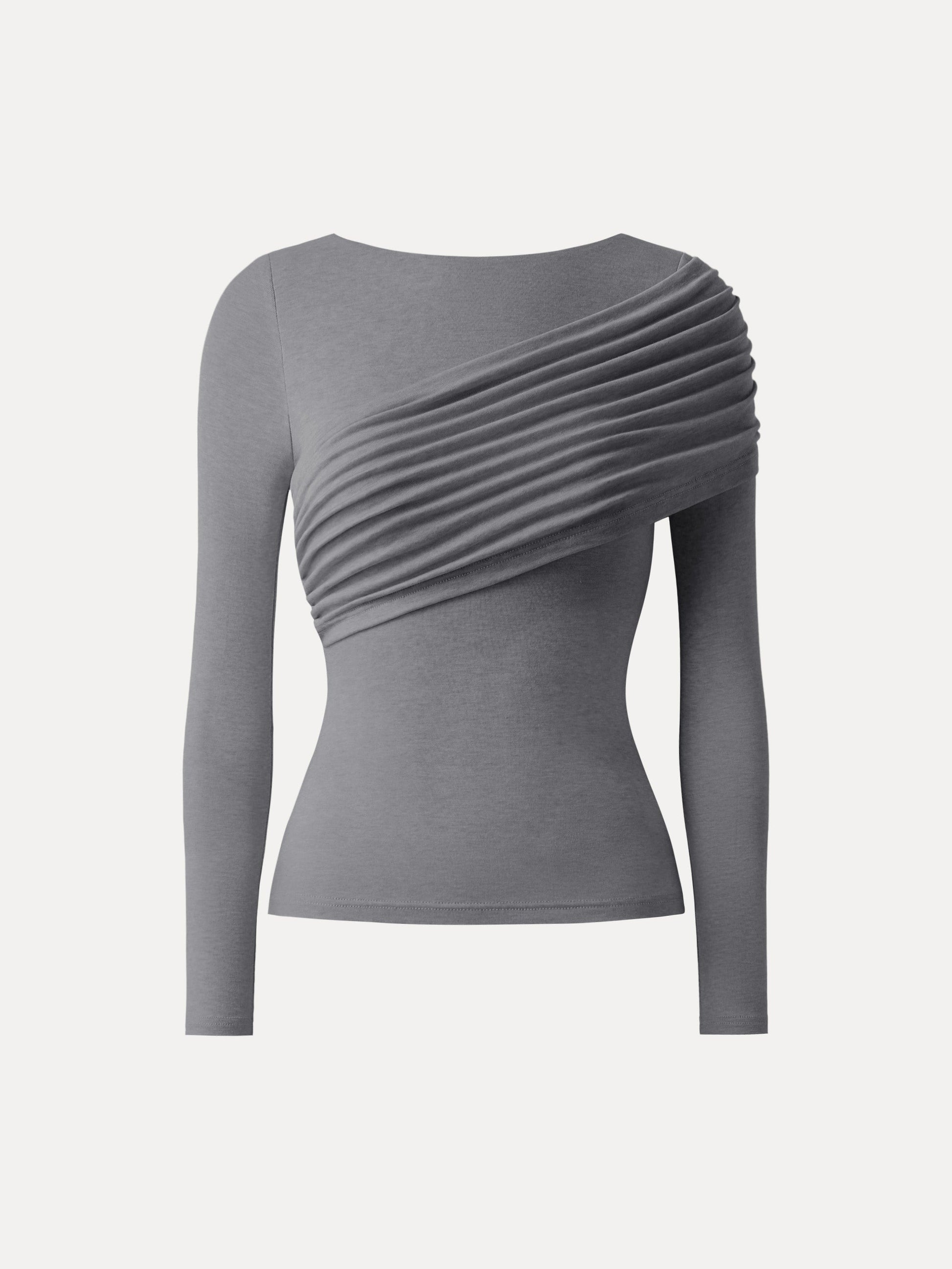 Drapiertes Longsleeve aus Tencel-Wollmix