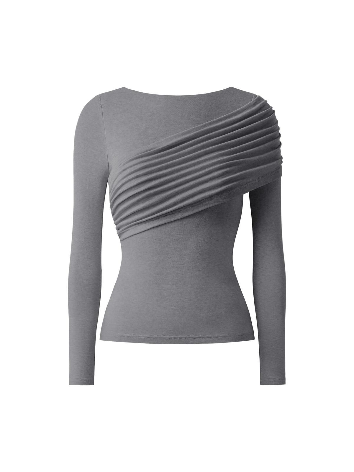 Drapiertes Longsleeve aus Tencel-Wollmix