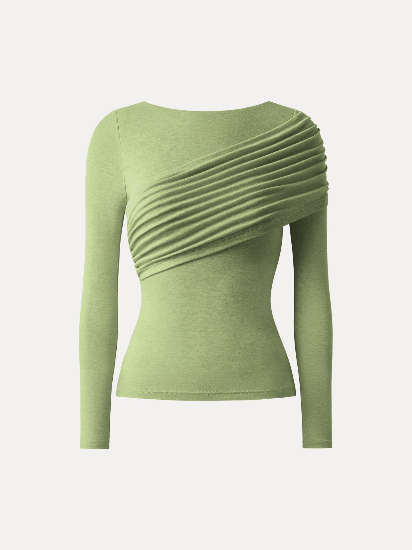 Drapiertes Longsleeve aus Tencel-Wollmix