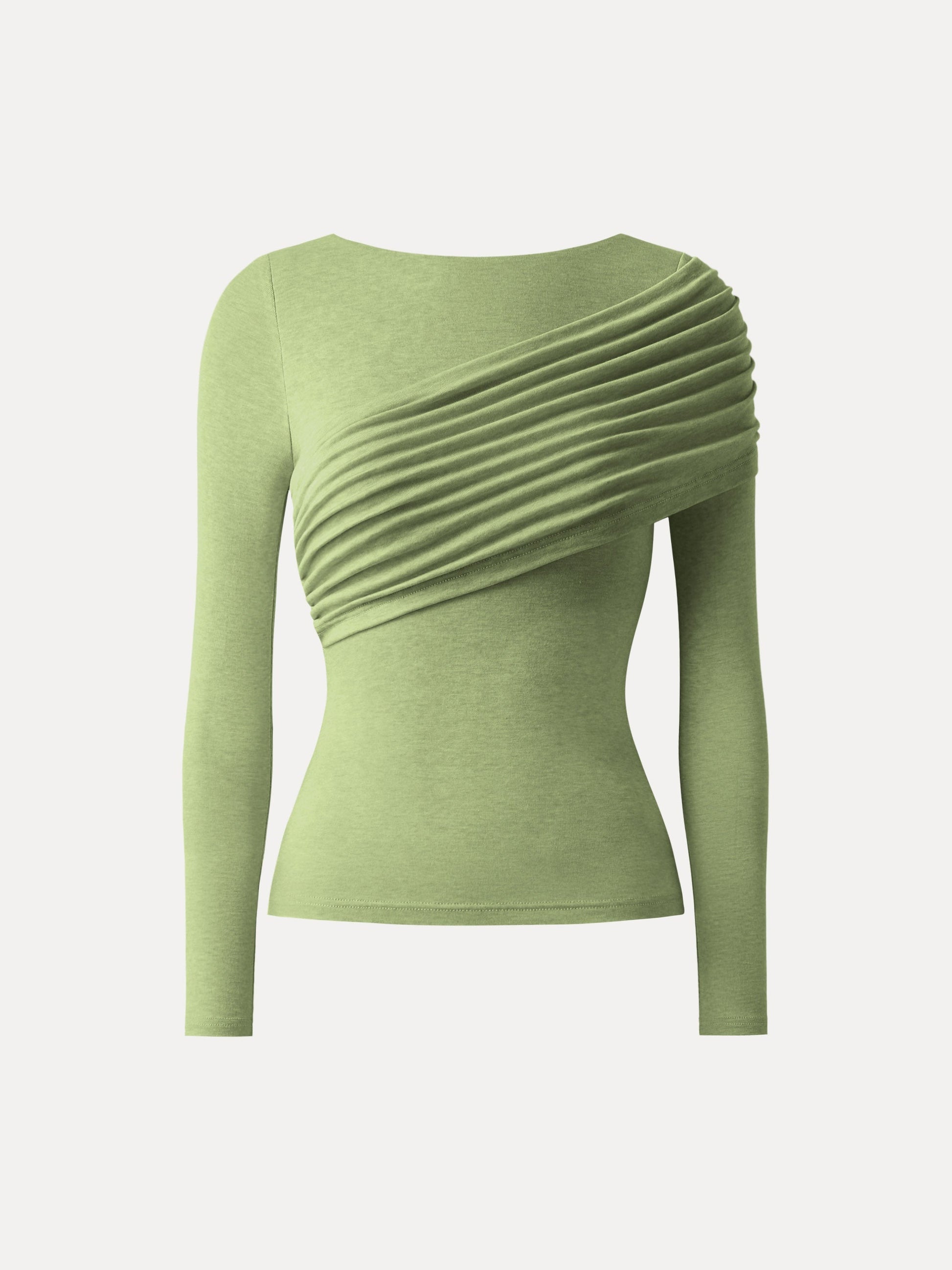 Drapiertes Longsleeve aus Tencel-Wollmix