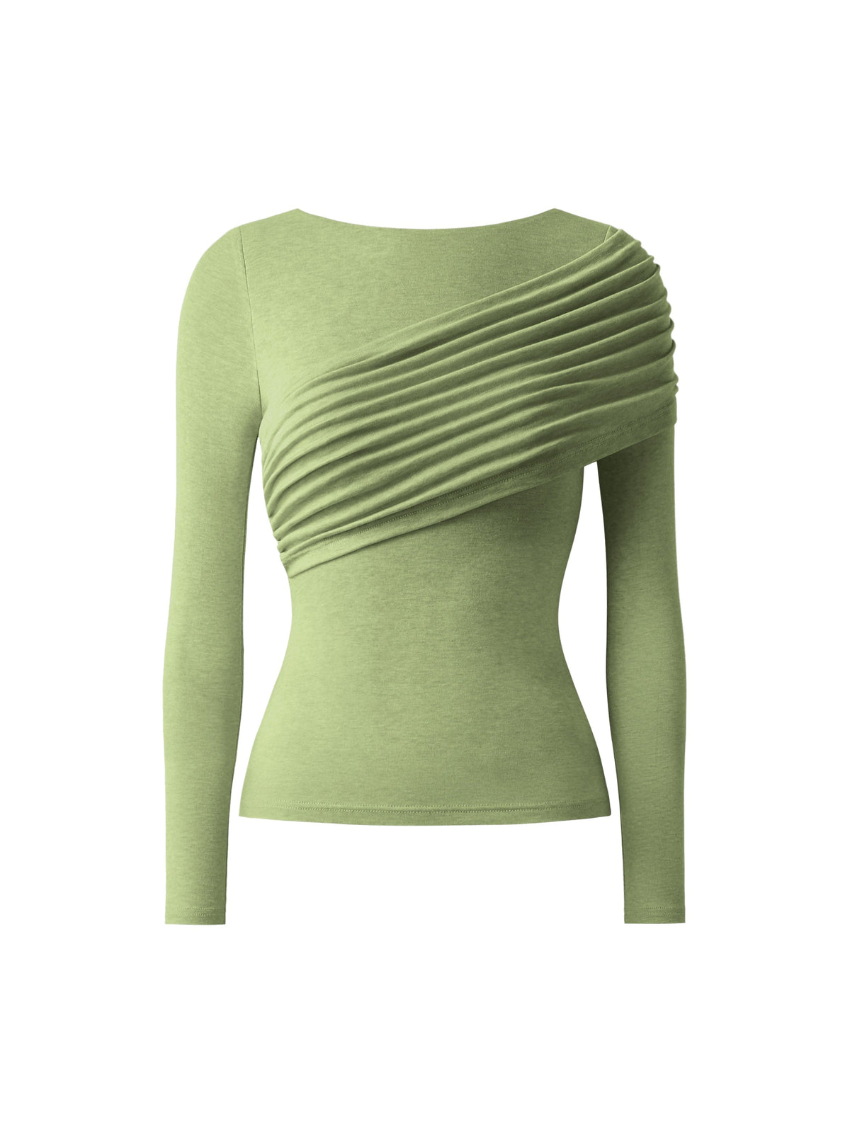 Drapiertes Longsleeve aus Tencel-Wollmix