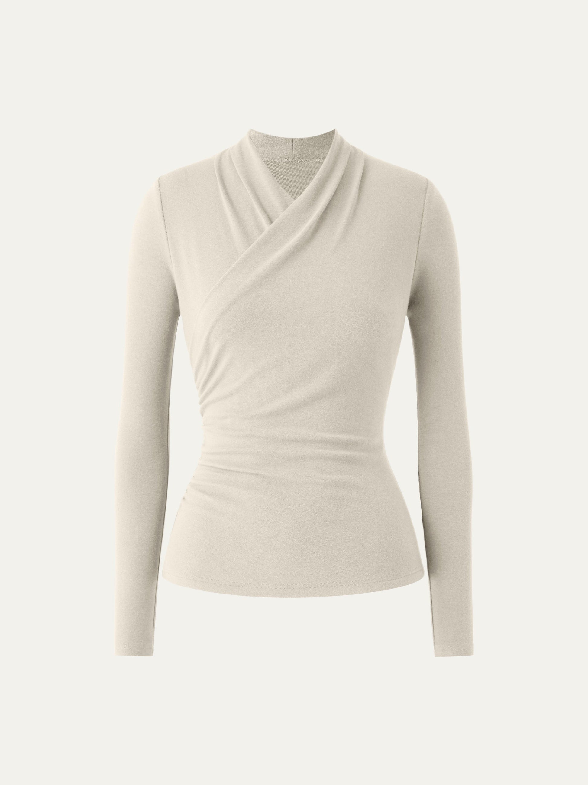 Wickel-Longsleeve mit Drapee-Ausschnitt