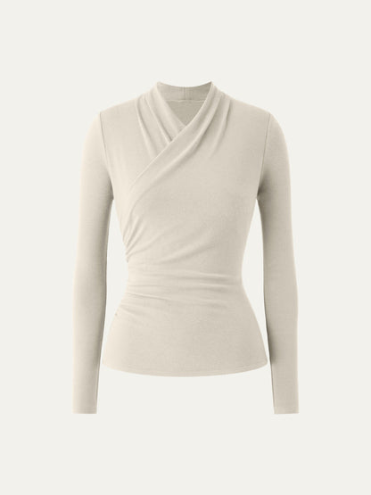 Wickel-Longsleeve mit Drapee-Ausschnitt