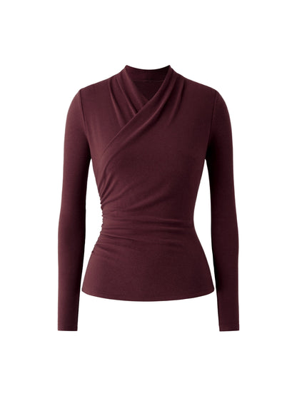 Wickel-Longsleeve mit Drapee-Ausschnitt