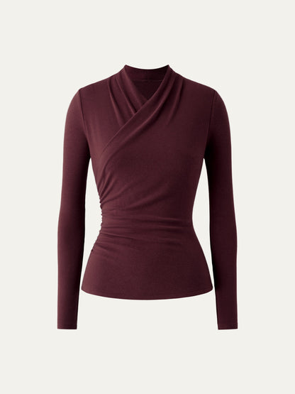 Wickel-Longsleeve mit Drapee-Ausschnitt