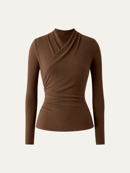 Wickel-Longsleeve mit Drapee-Ausschnitt