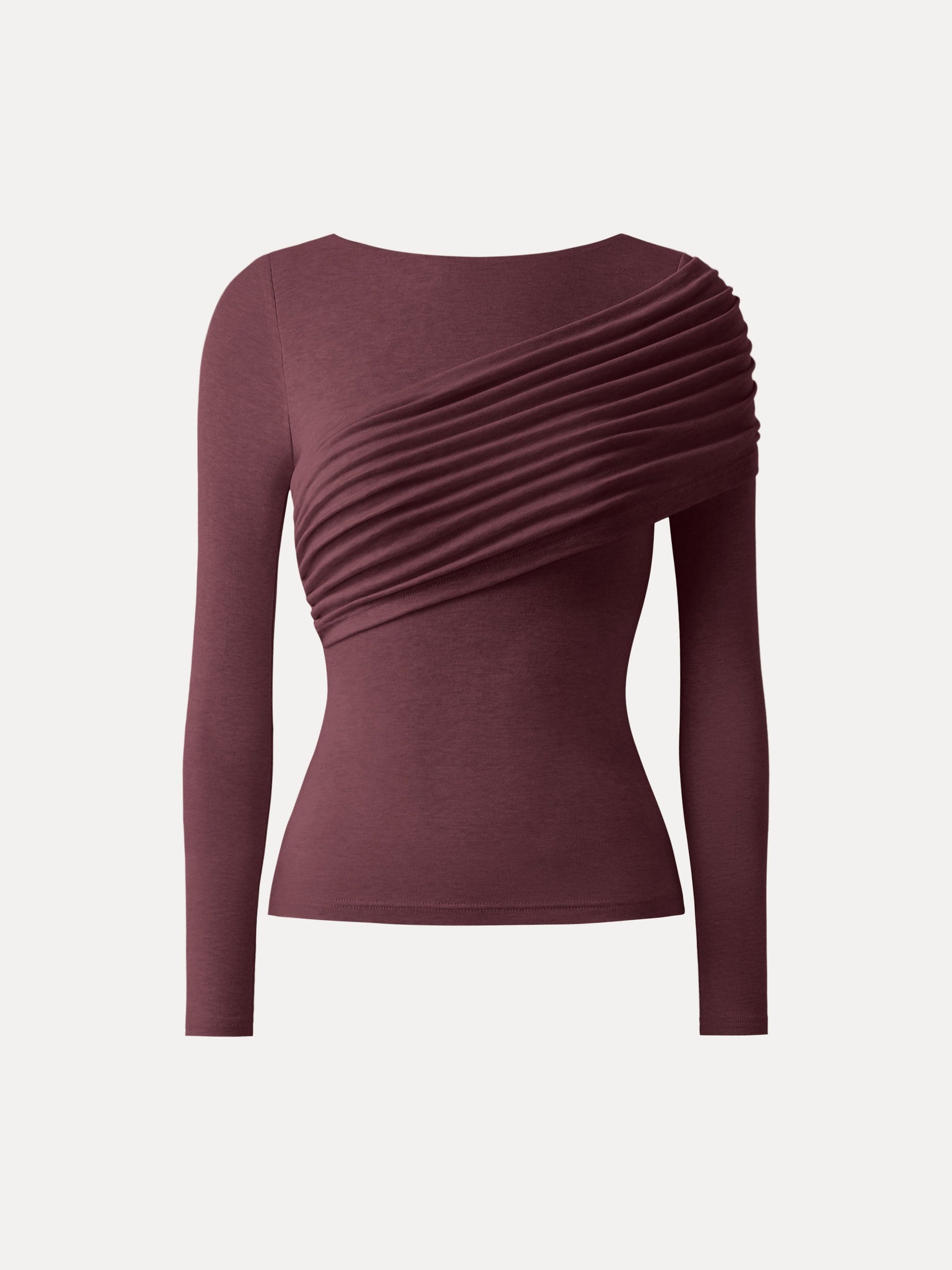 Drapiertes Longsleeve aus Tencel-Wollmix