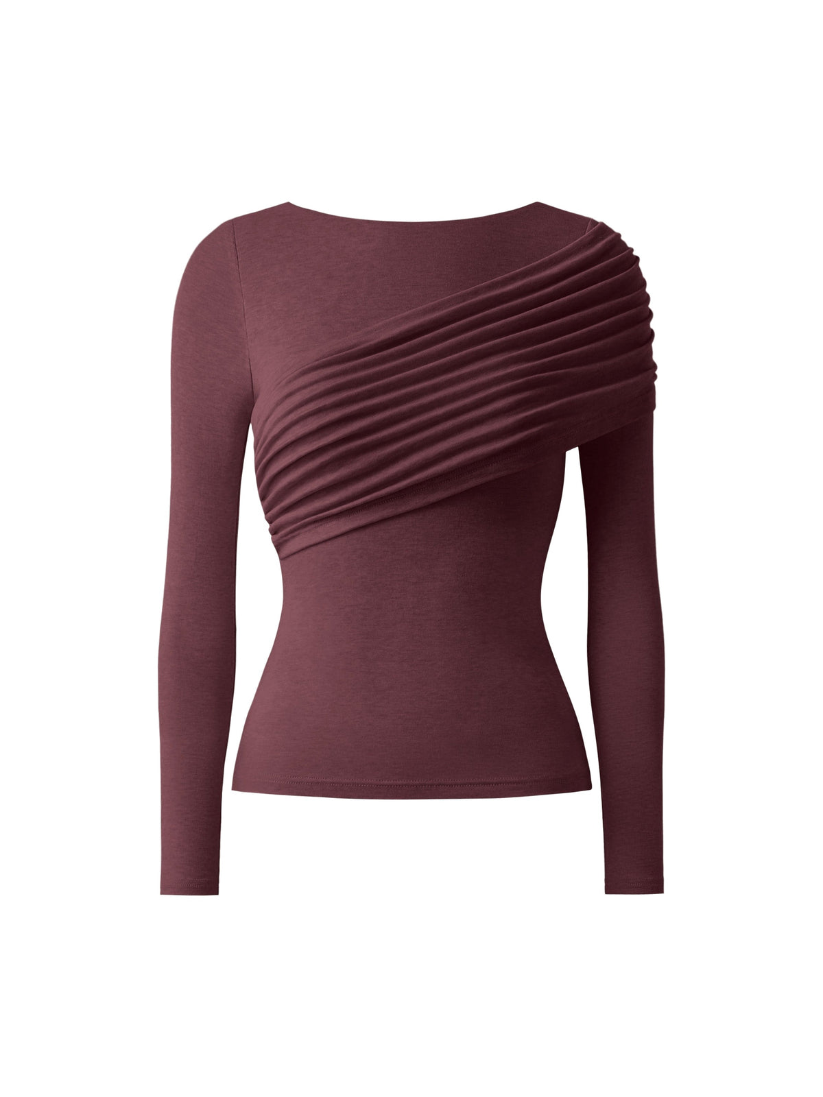 Drapiertes Longsleeve aus Tencel-Wollmix