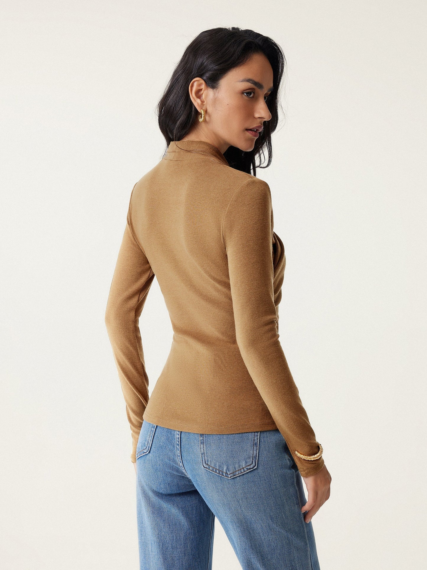 Wickel-Longsleeve mit Drapee-Ausschnitt