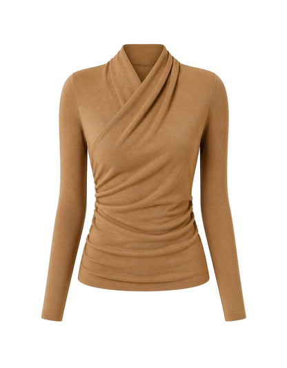 Wickel-Longsleeve mit Drapee-Ausschnitt